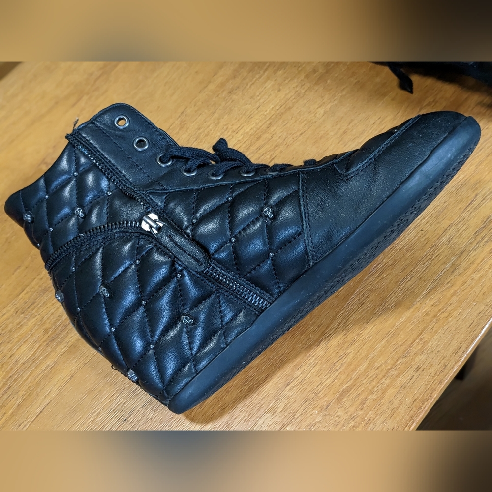 Ash platform sneakers black leather skulls